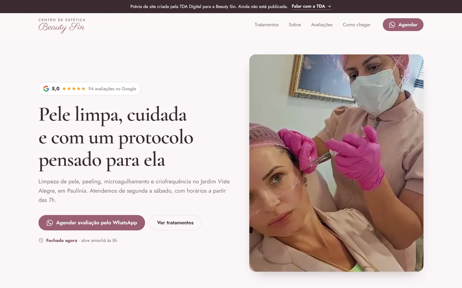 Prévia de site da Beauty Sin