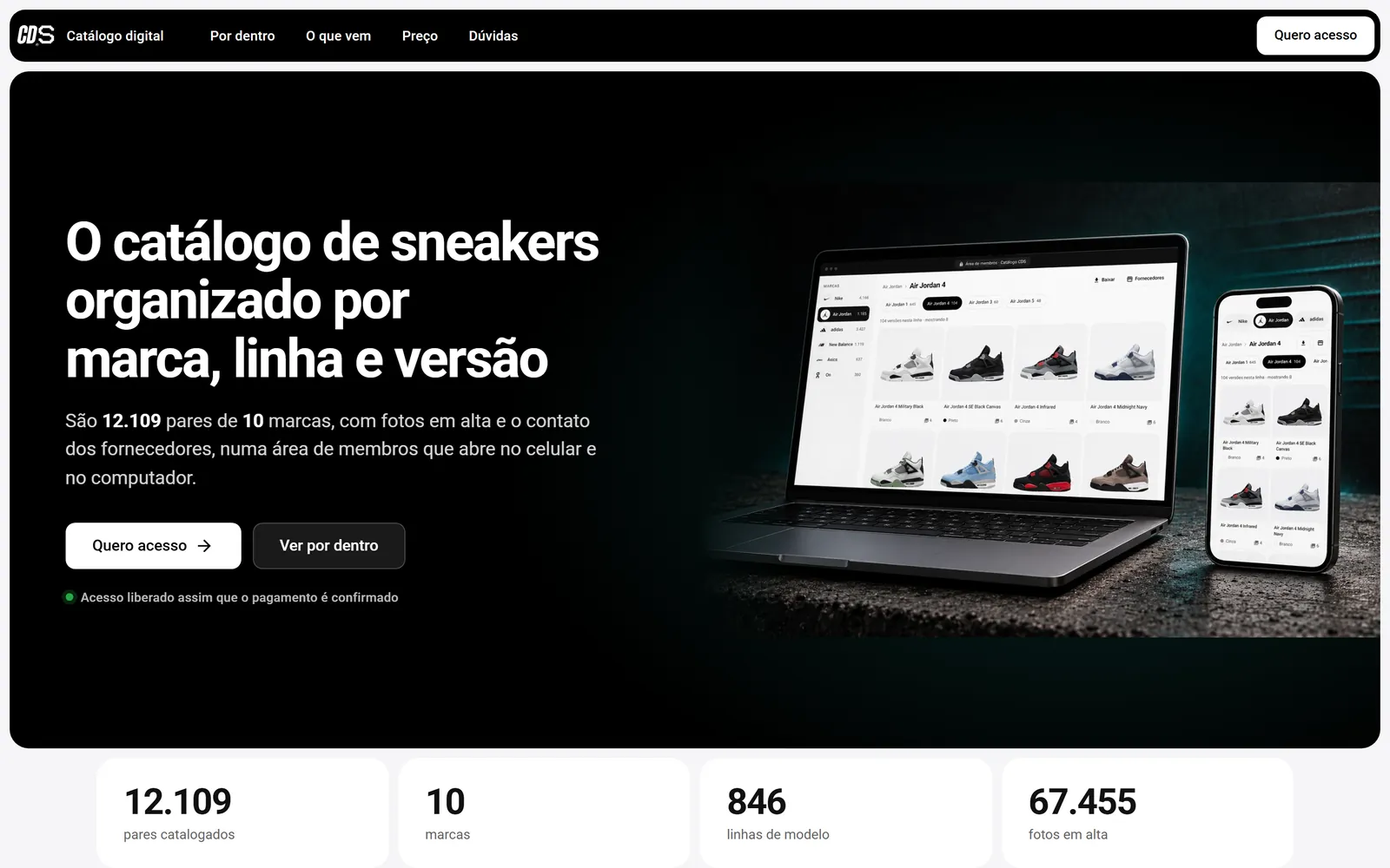 Landing do catálogo digital do Clube dos Sneakers
