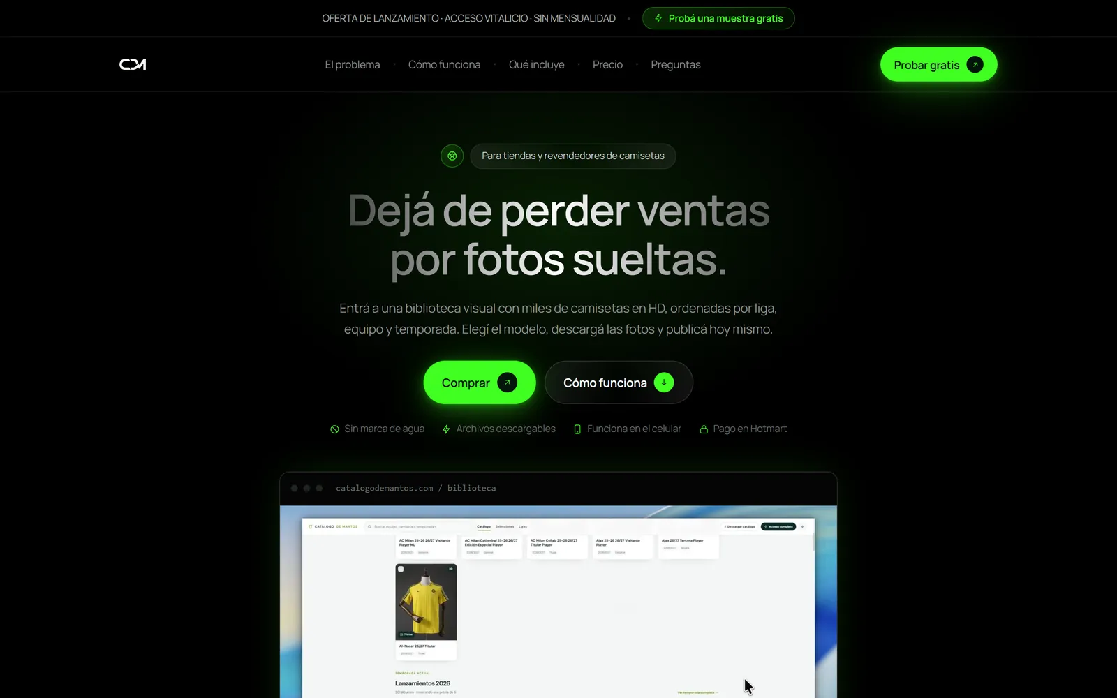 Página do Catálogo de Mantos