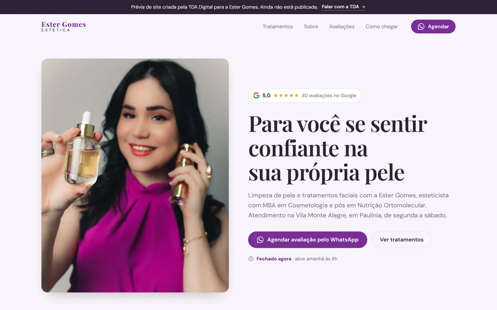 Prévia de site da Ester Gomes
