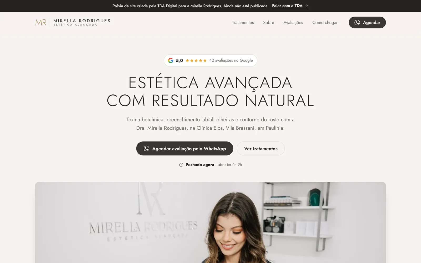 Prévia de site do Instituto Mirella Rodrigues